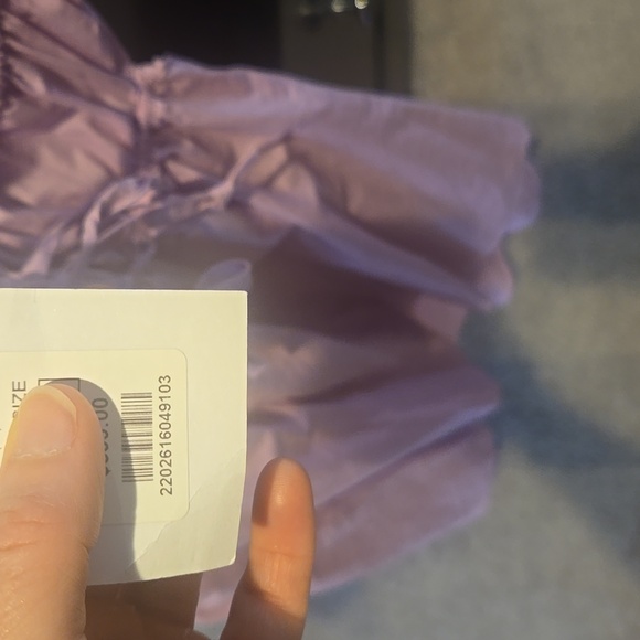 NWT Shasa Purple Lilac Puff Sleeve Cut Out Mini Dress Size Medium Tie Bow - Picture 4 of 5